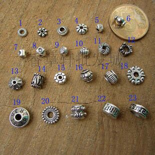 DIY 模造チベットシルバーアクセサリースペーサービーズスペーサー転送ビーズスターランタンリング樽型算術ビーズドラムビーズ 2953