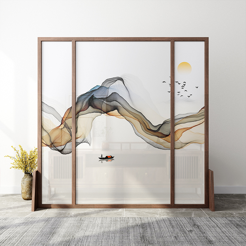 The new Chinese-style screen partition living room is simple and modern into the door home with the barrier fabric seat screen moving landscape