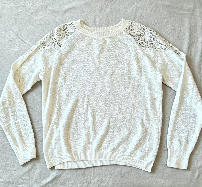 [Brand New, Genuine Product from the Store] Spao Women's Knitwear with Lace Decoration on the Shoulders, Main Fabric Acrylic + Cotton