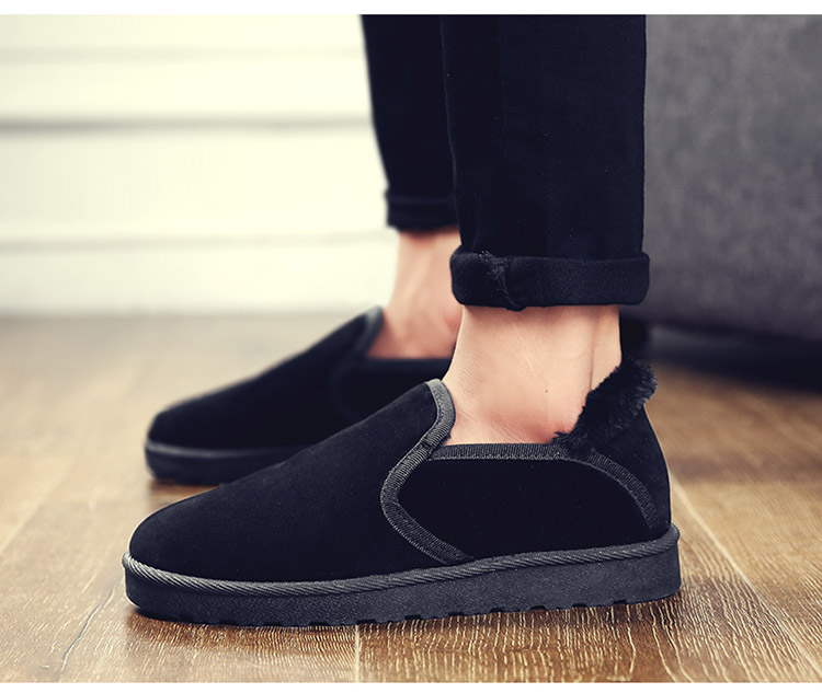 Giày cotton nam mùa đông dày cộng với nhung Hàn Quốc dép lông ở nhà nam trong nhà bao gồm tất dép nam cao cấp nhập khẩu