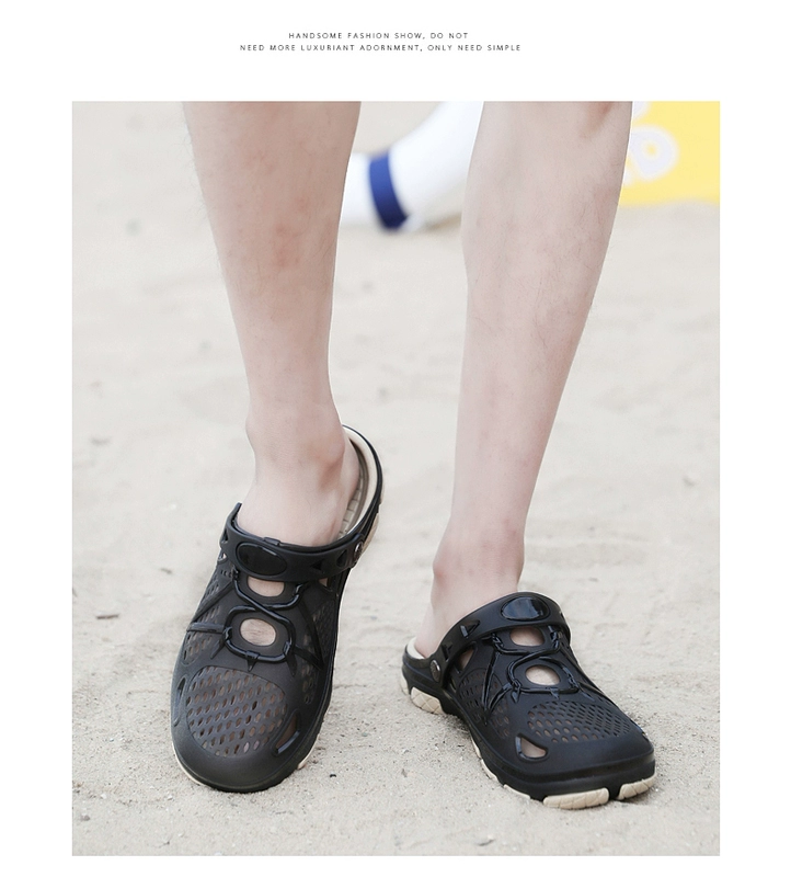 Lỗ giày của nam giới vườn dép thạch 2018 mùa hè mới Bao Đầu breathable non-slip giày bãi biển bình thường dép nam