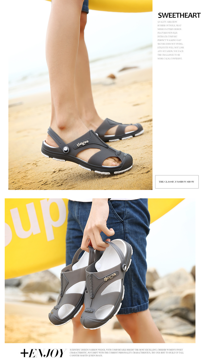 Mùa hè Bao Đầu của nam giới dép nam casual lỗ giày thoáng khí non-slip phòng tắm dép giày bãi biển kích thước lớn dép nam