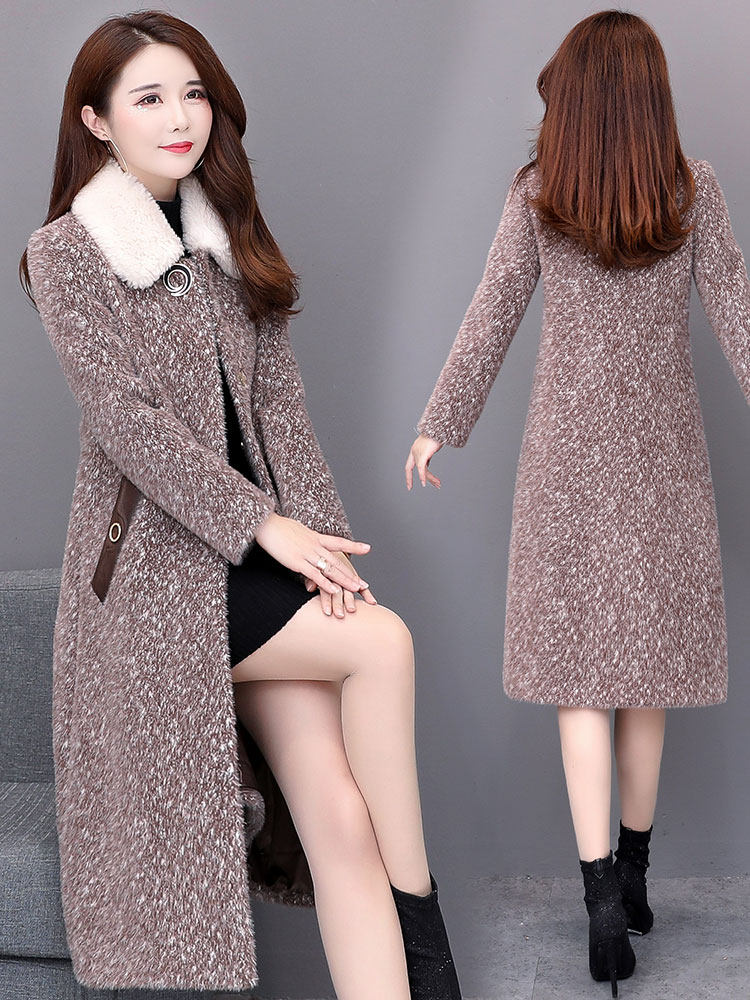Imitation gold mink coat winter 2020 new thickened popular Korean version thin over the knee in the long version of mink coat