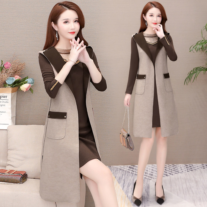 Osai Ya Wen thin suit two-piece spring 2021 new women's long-sleeved vest 30-40 years old dress