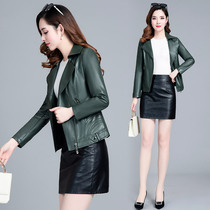 Short slim pu leather jacket womens 2021 new spring and autumn Korean version temperament thin motorcycle clothing leather small jacket