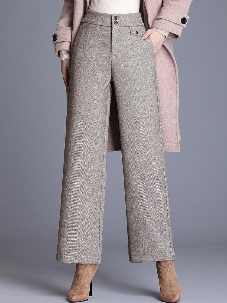High waist wool wide leg pants women's autumn 2021 new Korean version of the Western school loose drop sense casual all-match straight pants tide