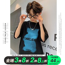 Boys short-sleeved T-shirt cotton childrens summer new middle and big children loose coat Tide brand T-shirt childrens clothing tide