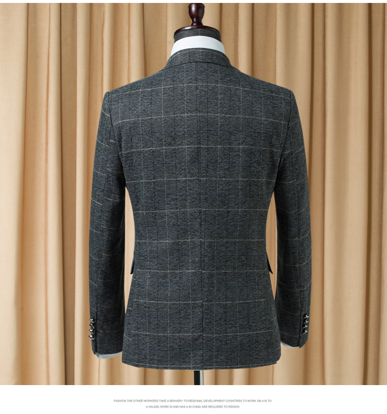 Bộ đồ vest nam ba mảnh phiên bản Hàn Quốc của chiếc váy cưới chú rể mỏng Anh thời trang kẻ sọc phù hợp với bộ đồ nam quần nam ống rộng