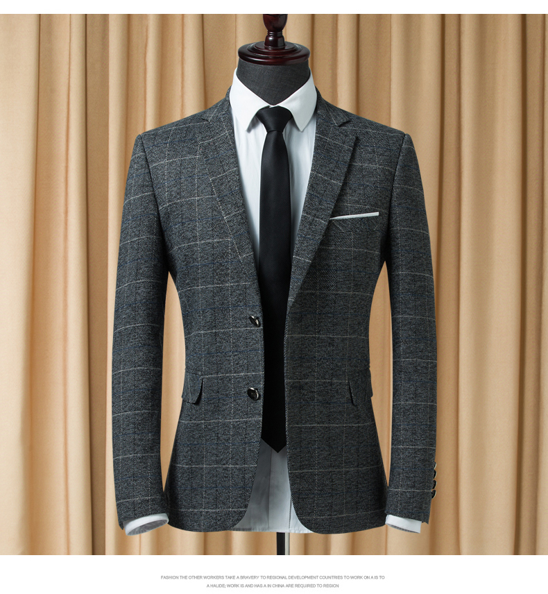 Bộ đồ vest nam ba mảnh phiên bản Hàn Quốc của chiếc váy cưới chú rể mỏng Anh thời trang kẻ sọc phù hợp với bộ đồ nam quần nam ống rộng