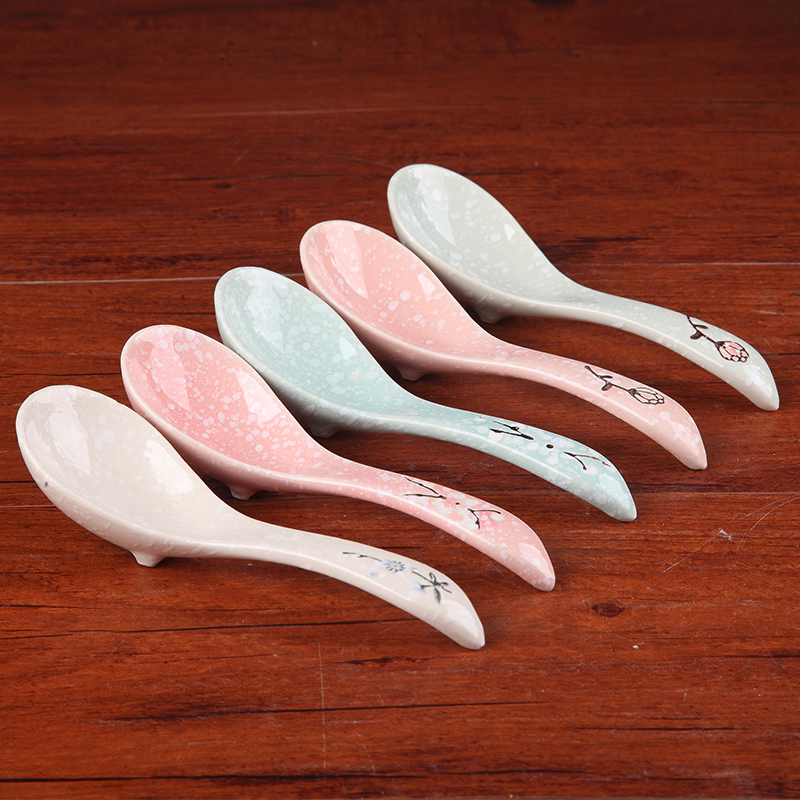 Yatai Ceramic Spoon Japanese and Underglaze Hand-painted Small Spoon Creative Retro Spoon Spoon Small Spoon