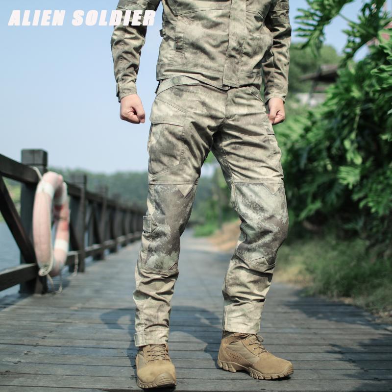 Alien soldier ruins camouflage tactical military fan pants men's autumn and winter military fans outdoor slim-fitting tooling tool trousers