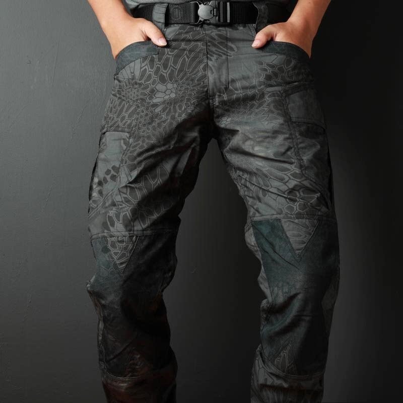 Discontinued production of clearance extended tactical military fan pants men black python pattern camouflage mountaineering outdoor military fan costume slim long pants