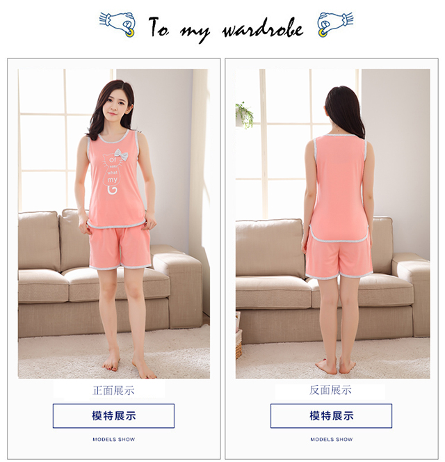 Bộ đồ ngủ nữ cotton mùa hè không tay vest mùa hè học sinh phiên bản Hàn Quốc của bộ phận mỏng tay ngắn dịch vụ tại nhà kích thước lớn phù hợp với áo hai dây nữ pijama đôi