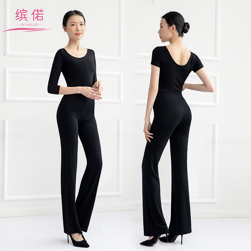 Body gift instrument training suit elegant round neck suit new mid-sleeve slim fit large size model catwalk clothing female