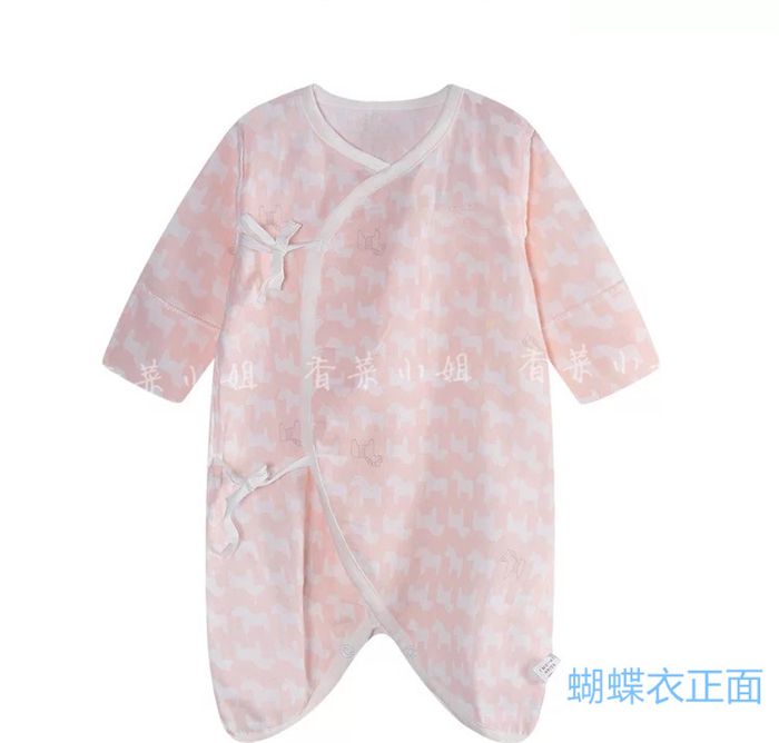 Mu Mu Le sơ sinh bé bông gạc slung ren bướm bé bé nhà sư dài tay áo jumpsuit