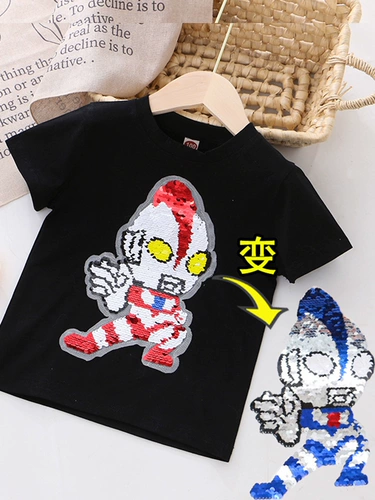 Динозавр, блестки для ногтей, хлопковая мультяшная цветная летняя одежда для мальчиков, Человек-паук, детская одежда, короткий рукав