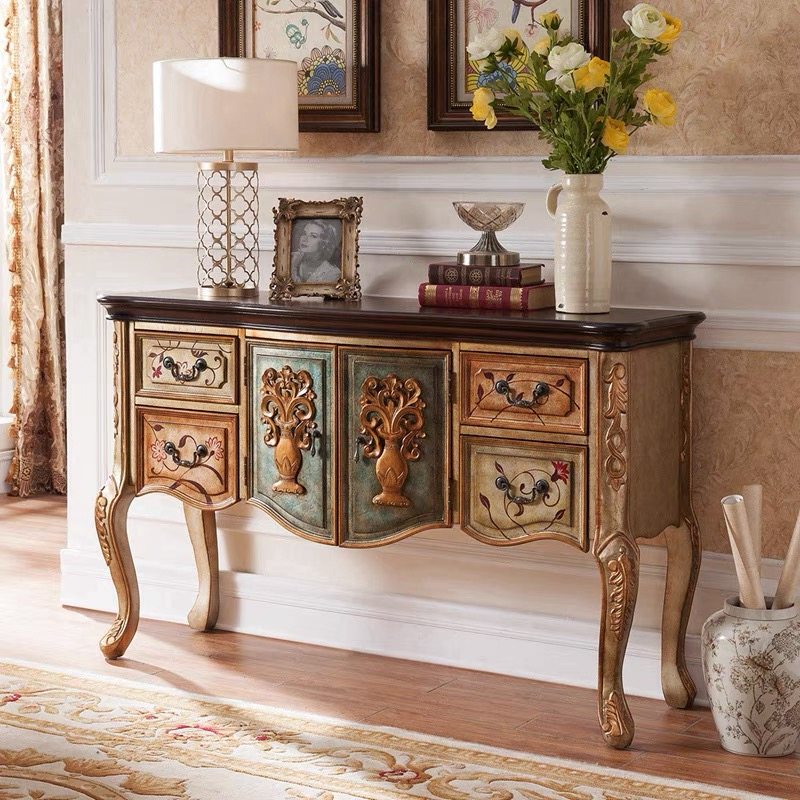 Xuan Guan Cabinet American Retro Xuanguan Table Xuanguan Desk Guest Hall Leaning Against Wall Decoration Cabinet Dining Cabinet Solid Wood Containing Cabinet Bedroom