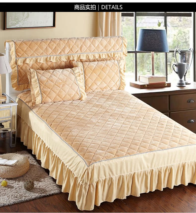 Bông giường váy một mảnh Levin luật flannel nhung tờ bedspread mùa đông nhung san hô ấm dày 1,5 1,8 m - Váy Petti ga giường có viền