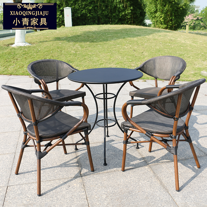 Outdoor tables and chairs Nordic iron art net red balcony courtyard open-air tea shop leisure garden villa mesh chair combination