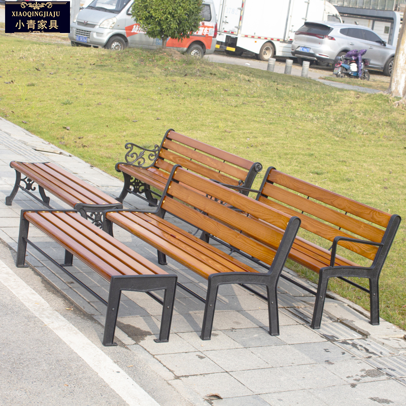 Park Chair Outdoor Bench Backrest Solid Wood Community Rest Chair Square Factory Mall Stool Outdoor Landscape Seat