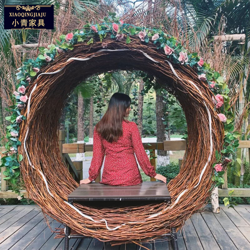 Bali Outdoor Large Bird Nest Net Red Shooting B&B Rattan Hotel Tourist Scenic Area Punching Farm Drainage Swing
