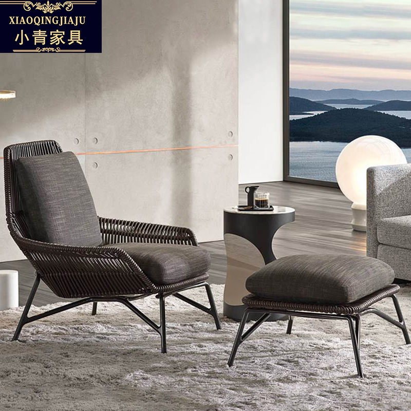 Single sofa chair casual rattan weaving minimalist light luxury armrest net red homestay furniture designer simple modern recliner