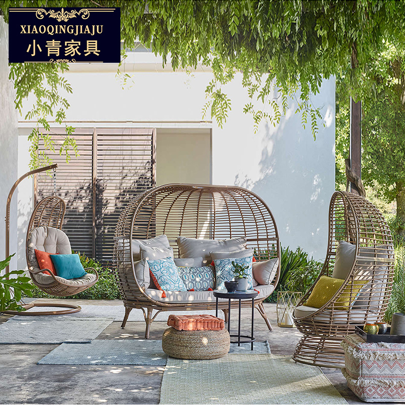 Outdoor Bird Cage Casual Patio Beach Vine rattan Sofa Garden Vine Chair Indoor Balcony hanging basket Round Bed Deck Chair-Taobao