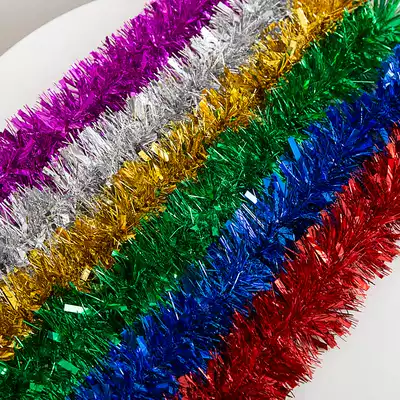 Made a beautiful Christmas tree decoration decoration decoration color brush strip encryption ribbon pull flower Double Dragon color strip