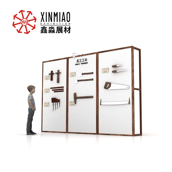 Classical exhibition exhibition shelf intangible cultural heritage card folding wood grain display frame cultural figure promotional introduction