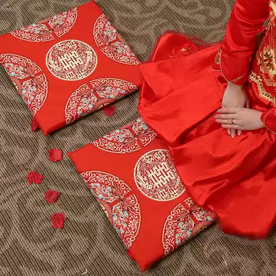 Wedding toast tea kneeling mat worship hall red festive happy word dragon and phoenix thickened creative wedding Chinese bride sitting blessing mat