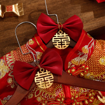 Wedding Hanger Chinese Style Red Retro Bride and Groom Clothing Support Solid Wood Dowry Clothes Hanging Wedding Supplies Collection