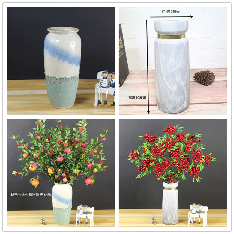 Tầng phòng khách lily phong phú bình hoa trang trí nhà gốm hoa khô bình hoa con lắc mô phỏng bình lựu - Vase / Bồn hoa & Kệ