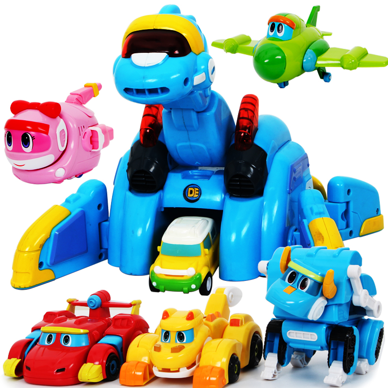 Lingdong creative wants to help the dragon out of the toy dinosaur deformation robot Wes Bang Bang Dragon 4 full sets of children