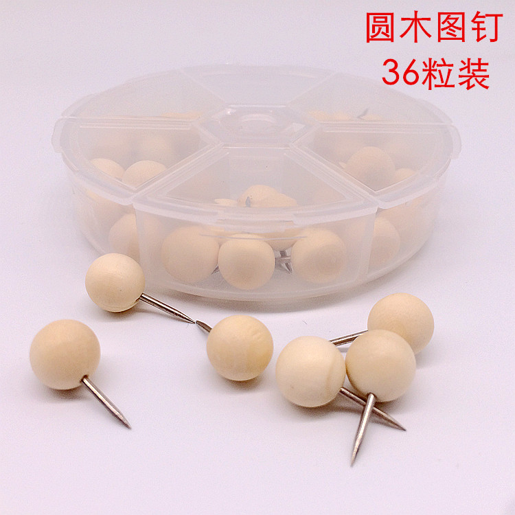 New wooden I-shaped nails, circular thumbtacks, I-shaped nails, cork board message nails, painting nails, 36 capsules
