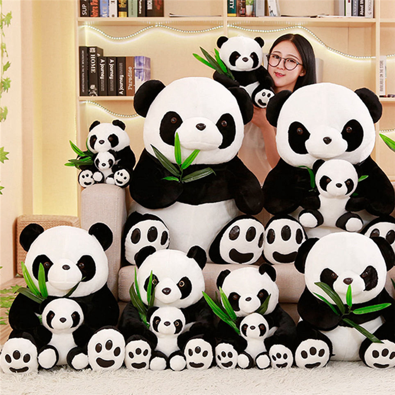 Black and white giant panda doll small doll plush toy simulation hug bear muppet doll male and female children June 1 gift