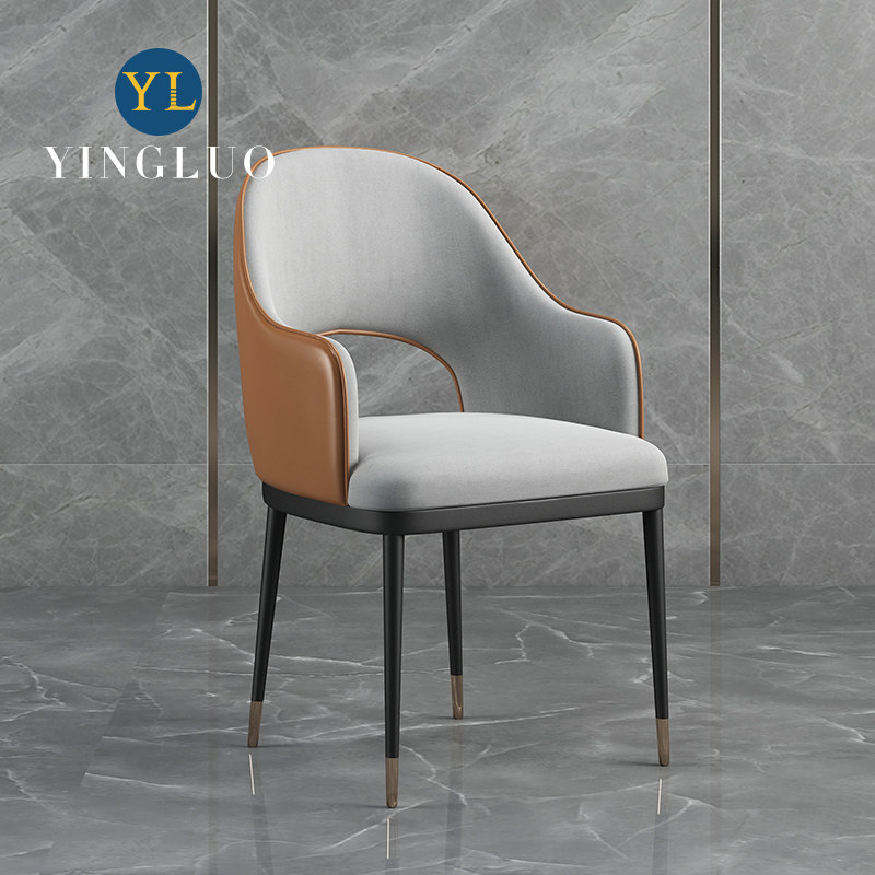 InloNordic leather dining chair modern minimalist home dining room cloth art soft bag backrest stool light lavish red casual chair