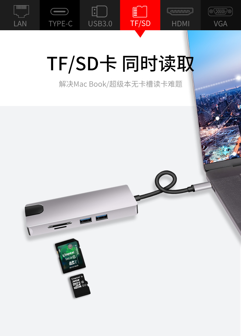 type-c docking station để mở rộng usb-c rẽ HDMI + switch vga mở rộng giao diện kê máy tính xách tay của Apple - USB Aaccessories cáp kết nối điện thoại với tivi