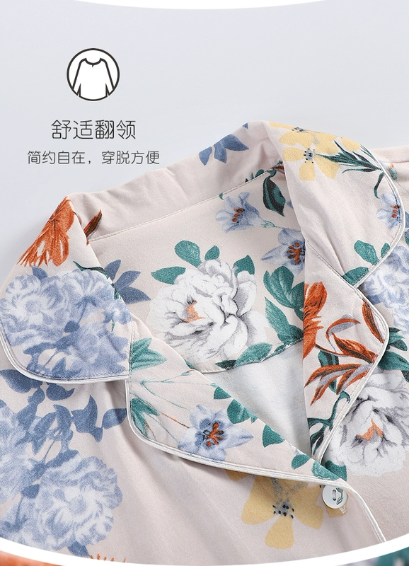 Ý Dalai cotton ngắn tay pyjama quần mùa hè của phụ nữ dịch vụ tại nhà có thể đi ra ngoài kích thước lớn bình thường mẹ trung niên phù hợp với mỏng - Nam giới