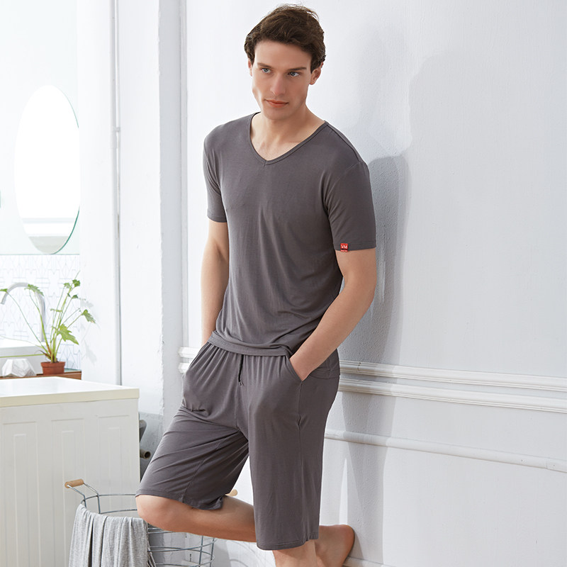 Men's Pajamas Short Sleeves Shorts Modale Thin summer Ice Silk Home Suits Casual Outwear Home Wear
