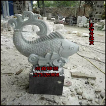Stone carving water spray fish fortune spit water White marble pool fountain carving small fish carp landscape outdoor decorative ornaments
