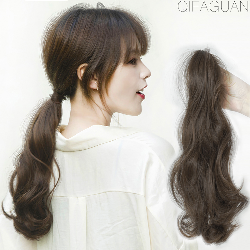 Ultra-light wig high ponytail strap-on clip a small amount of long curly hair simulation hair natural fluffy invisible big wave female