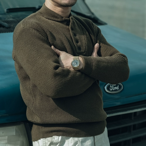 [Tide woo exclusive] Evil Dog Bronson сгущенным тяжелым вязаным свитером водолазки мужской зеленый шерстя