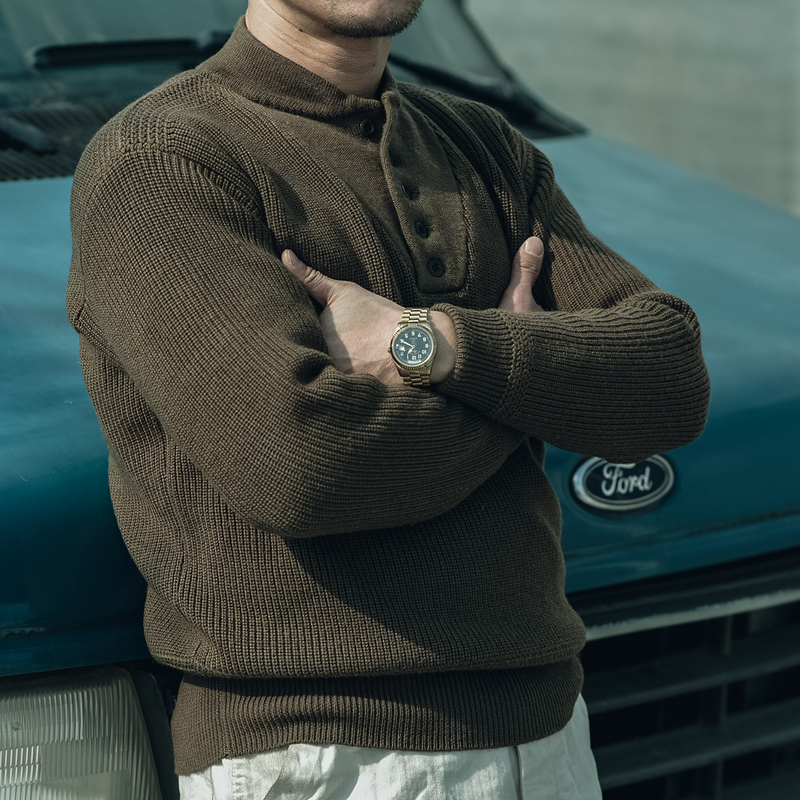【Trendy Woo Exclusive】Brutal Dog Bronson Heavyweight Knitted Turtleneck Wool Sweater Men's Army Green Knitwear
