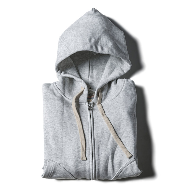 NonStock thickened heavyweight terry bottom zipper hooded sweatshirt men's hoodie ສີແຂງ