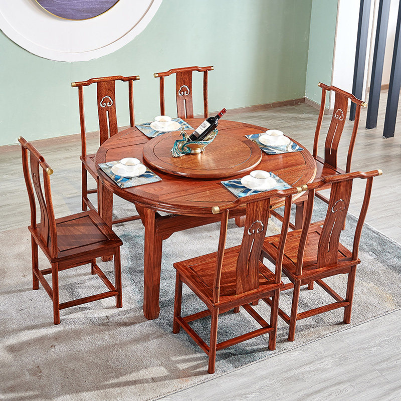 Hedgehog Purple Sandalwood Chinese Flex Table Flowers Pear Wood Multifunctional Red Wood Round Table Small Family Dining Room Solid Wood Long Dining Table