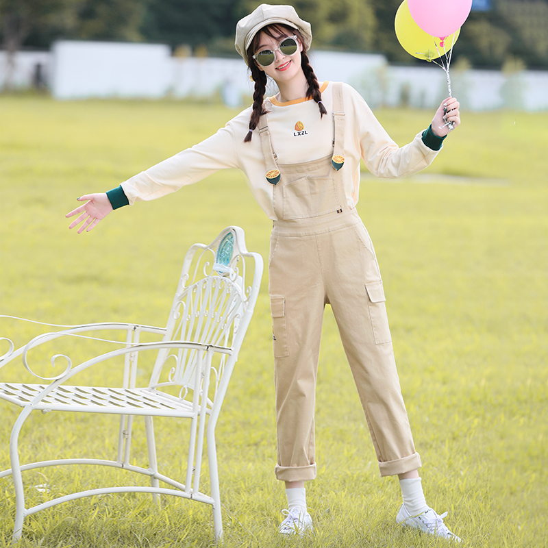 Spring Autumn Hug Baby Bag Pants Suit Women Han Edition Loose 100 Hitch High School Junior High School Students Autumn Clothes Cute Long Pants College Wind