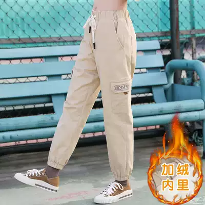 Girls ' autumn and winter clothes 2020 winter new high school junior high school students Korean version thickened and velvet all-match casual pants children