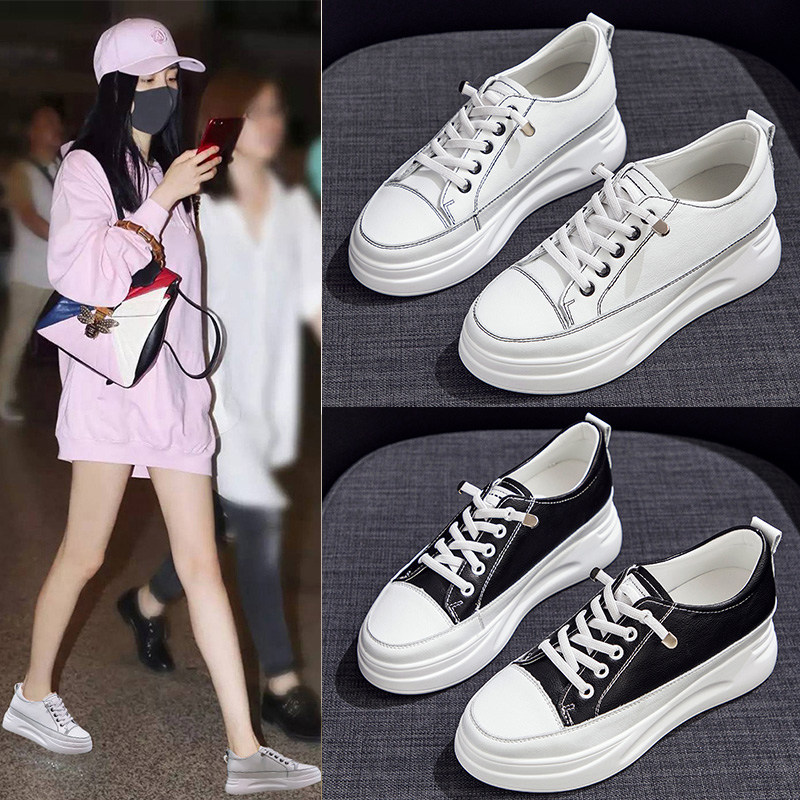 Inner heightening small white shoes women's 2021 spring new Korean version all-match student single shoes net red popular women's shoes thick bottom shoes