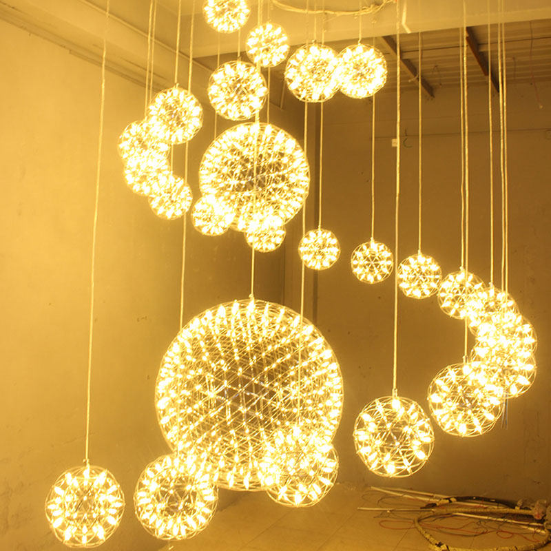 Restaurant chandelier spherical Nordic bar loft retro industrial wind spark ball lamp creative personality shop staircase lamp