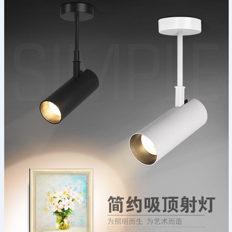 Spotlight led track light telescopic long rod boom rail light clothing store loft long arm surface mounted horizontal wall light